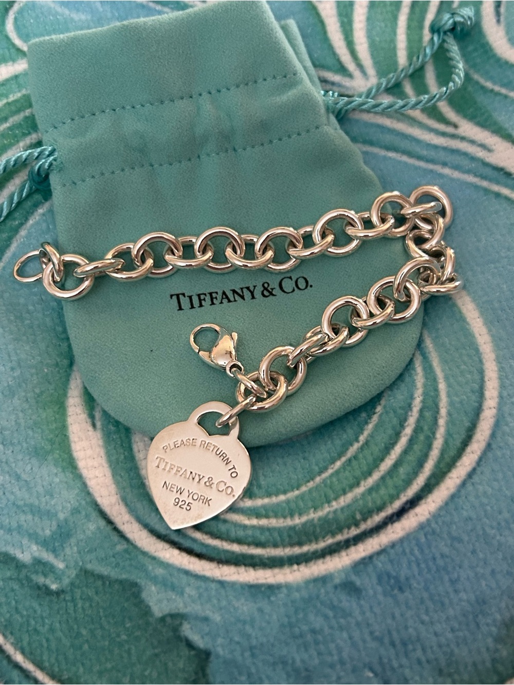 Tiffany & Co. Sterling Silver Link Bracelet with Heart Tag